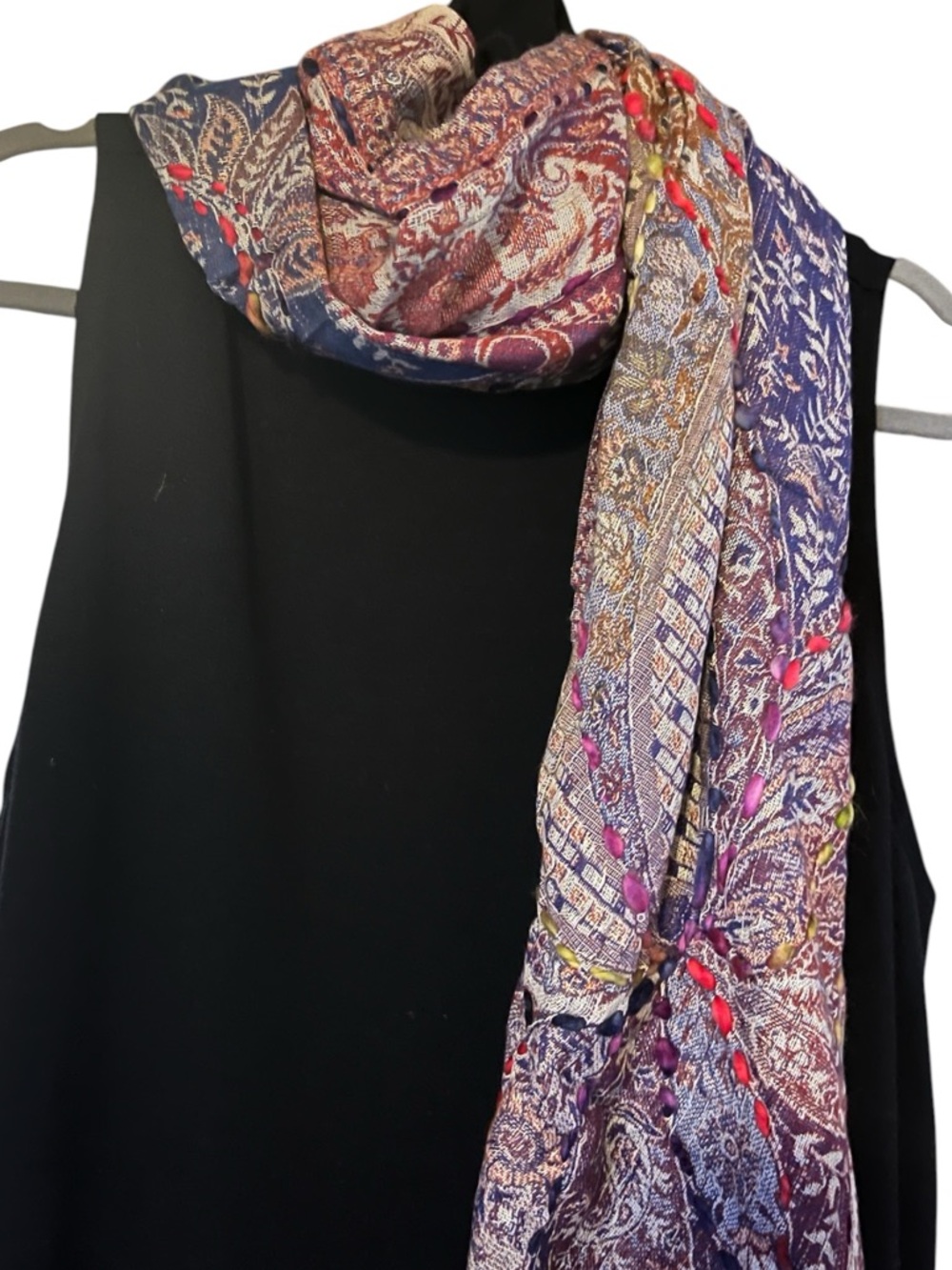 Raj Paisley Pattern Purple Multi Scarf S-4